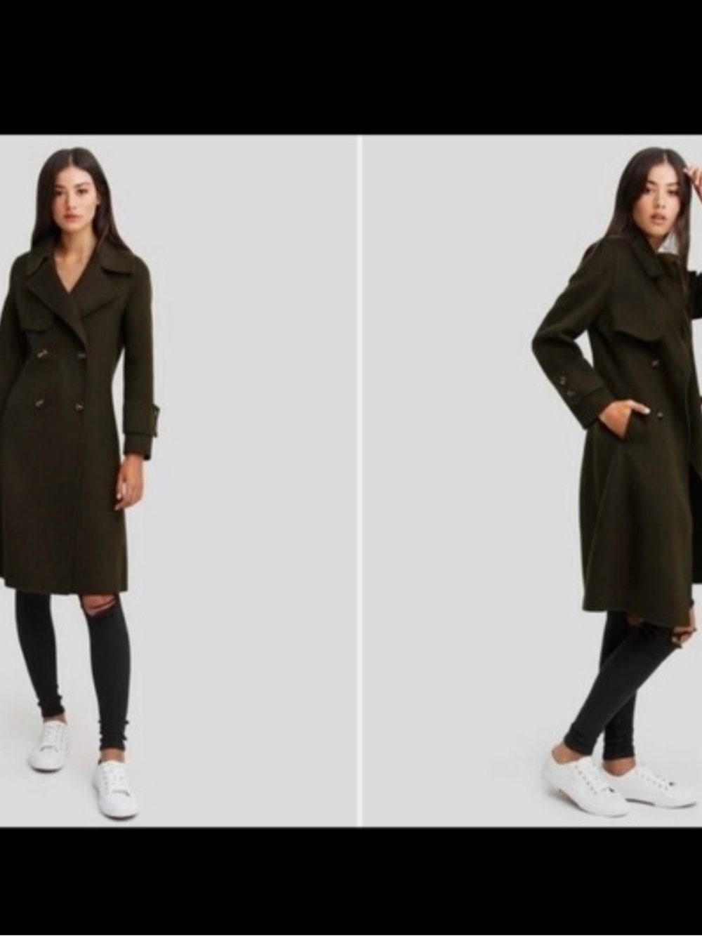 Belle & Bloom 100% Wool Military Endless Attention Trench Coat Small Women